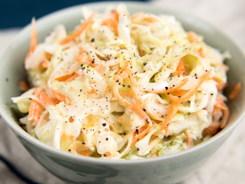 Coleslaw in a Ceramic Bowl