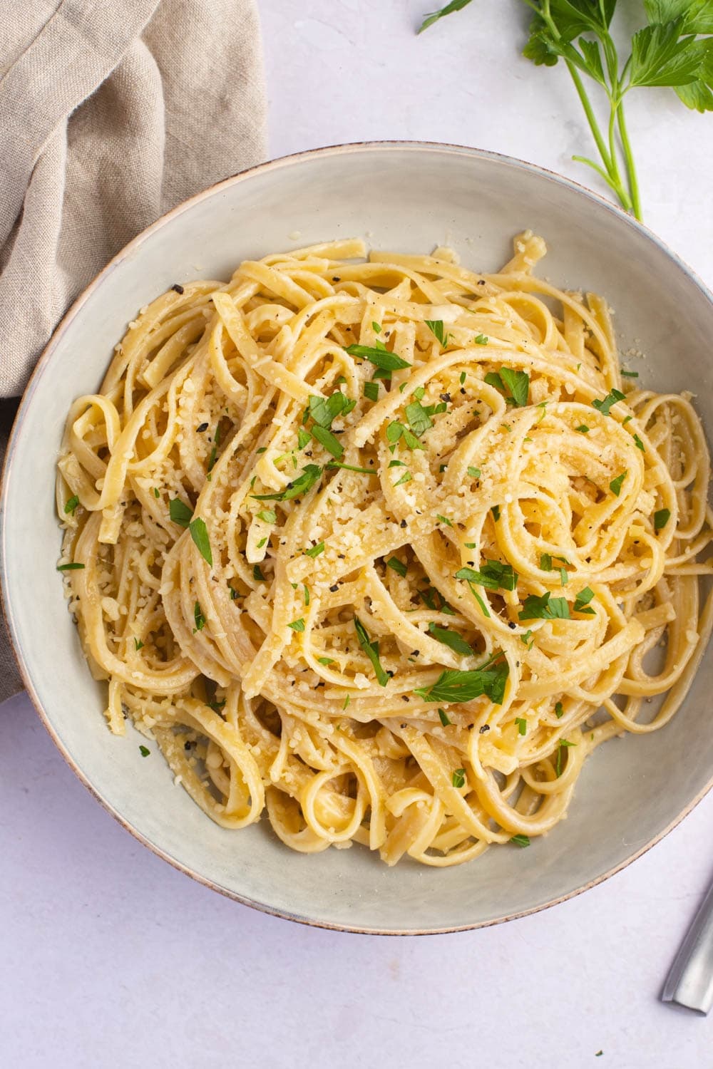 Homemade Buttered Noodles with Butter and Parmesan Cheese