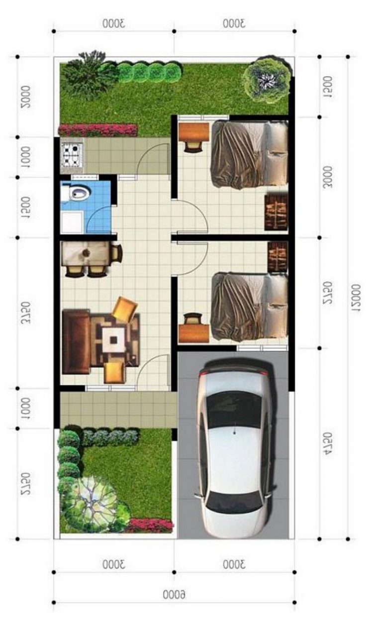 30 Denah Rumah Type 36 Desain Minimalis 1 2 Lantai