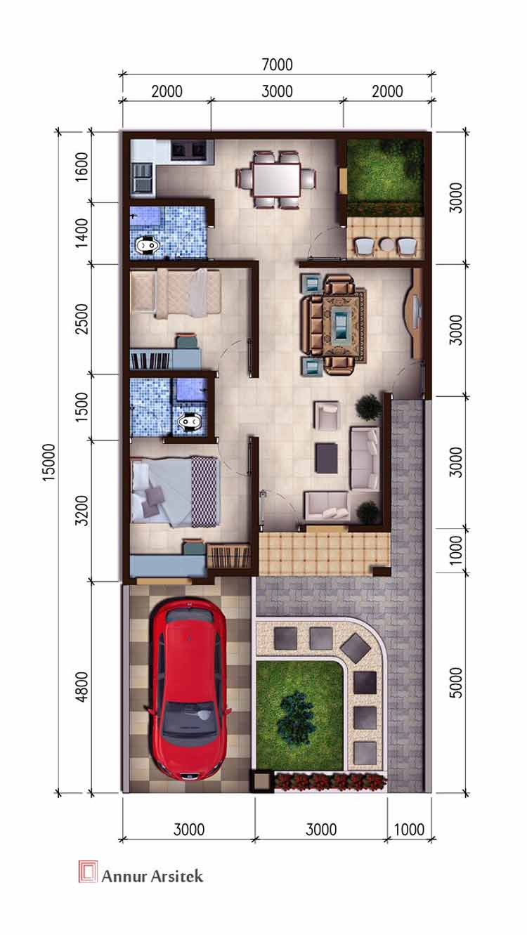 30 Denah Rumah Minimalis Type 45 DESAIN SEDERHANA