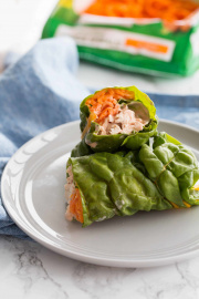 Buffalo Chicken Swiss Chard Wraps with Spiralized Carrots