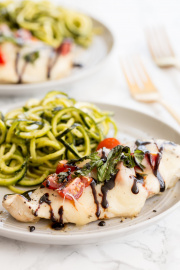 Chicken Caprese with Pesto Zucchini Noodles