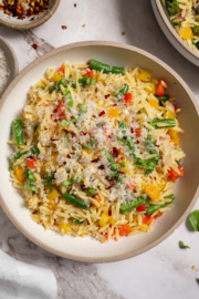 Summer Chopped Veggie Orzo with Parmesan