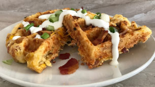 Bacon Cheddar Cornbread Waffles