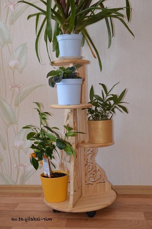 plant pots with wooden stands