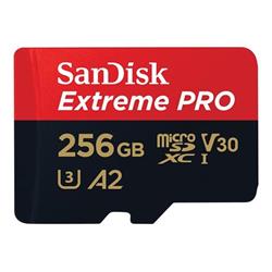 SanDisk Extreme PRO microSDXC 256GB 200MB/s A2 Class 10 V30 UHS-I U3, adapter