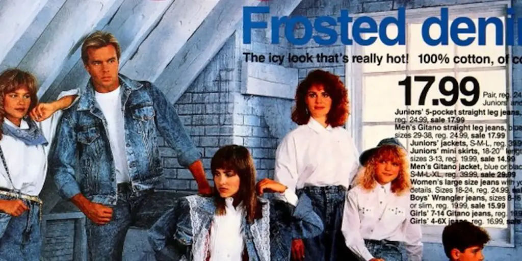 Acid Washed Jeans ad from Target was part of 80s womens fashion.