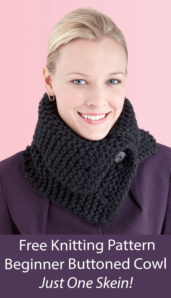 Beginner Buttoned Cowl Free Knitting Pattern