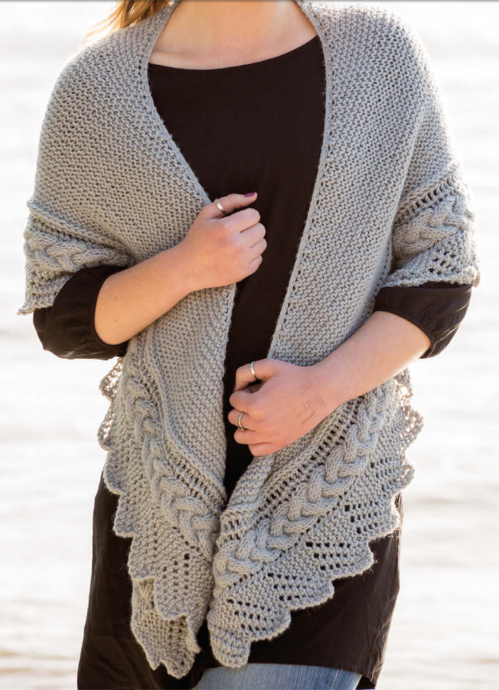 Free Knitting Pattern for Cable Edged Shawl