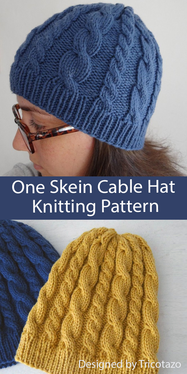 Free Hat Knitting Pattern One Skein Cable Hat