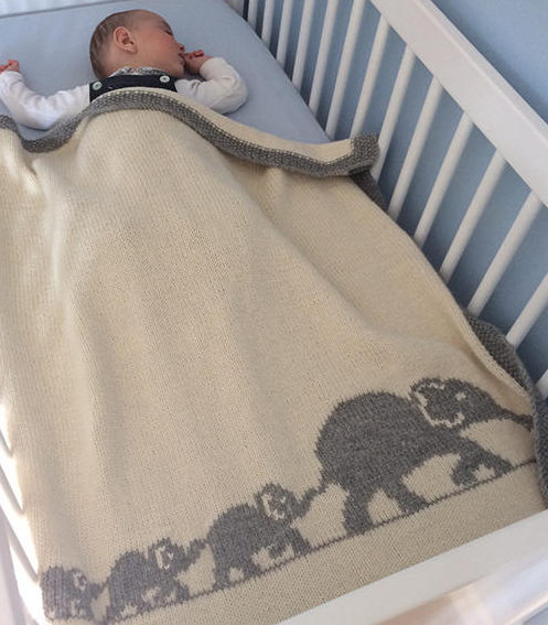 Knitting Pattern for Elephant Family Baby Blanket