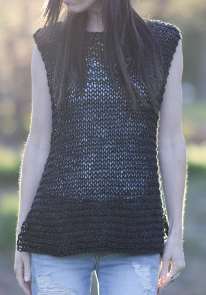 Free Knitting Pattern for Easy Little Black Tank Top