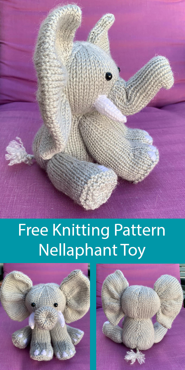 Free Knitting Pattern for Nellaphant Elephant Toy