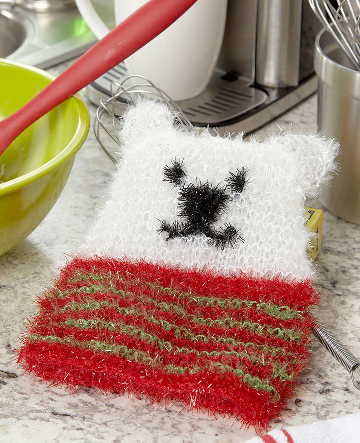 Free Knitting Pattern for Polar Bear Scrubby Mitt