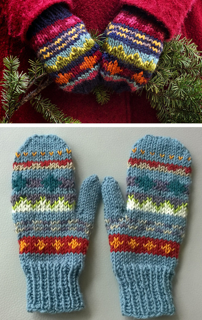 Free Knitting Pattern for Scrap Mittens