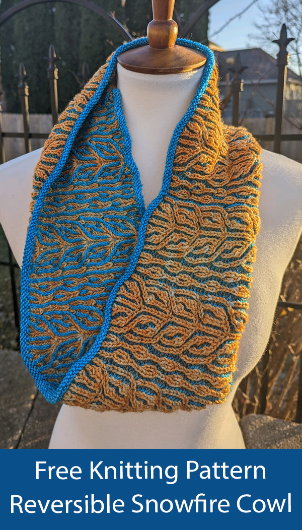 Free Cowl Knitting Pattern Reversible Snowfire Cowl