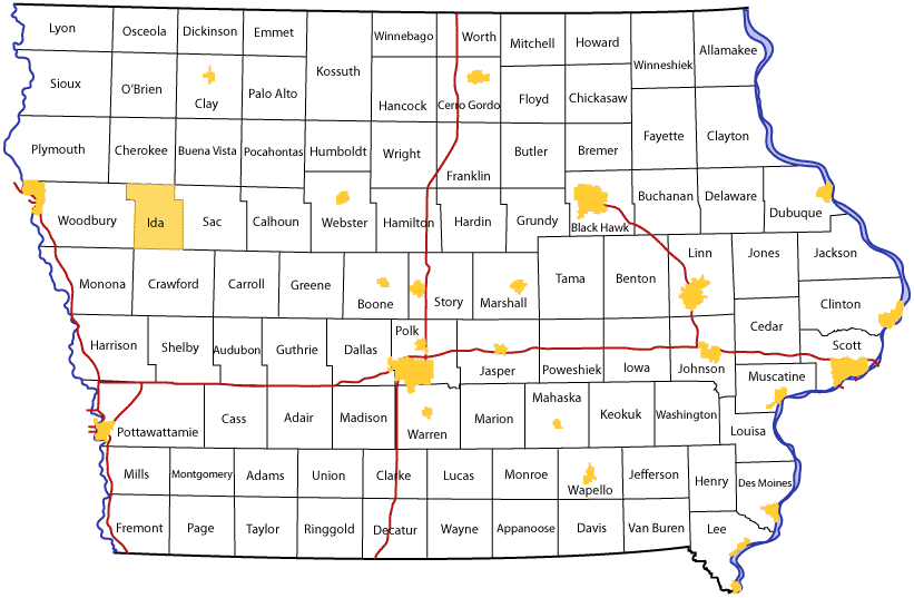 state map with links to county maps