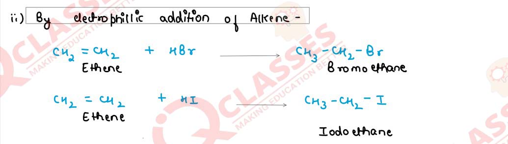 method of preparation of haloalkanes by electrophilic addition of alkene