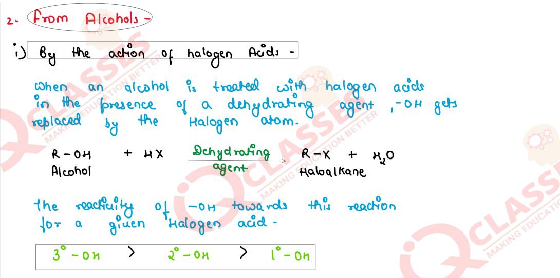 method of preparation of haloalkanes from alcohol