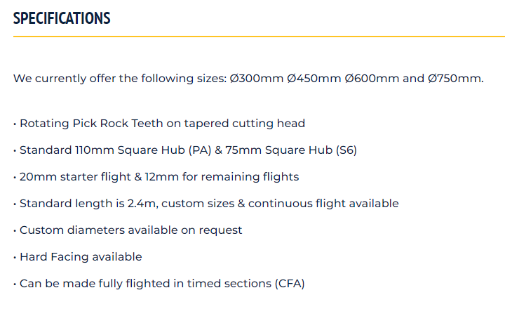 Hard rock Auger - Iron Attachments