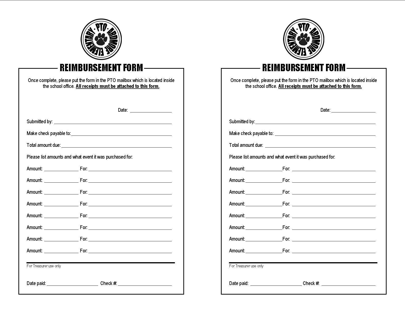 Reimbursement Form Pto