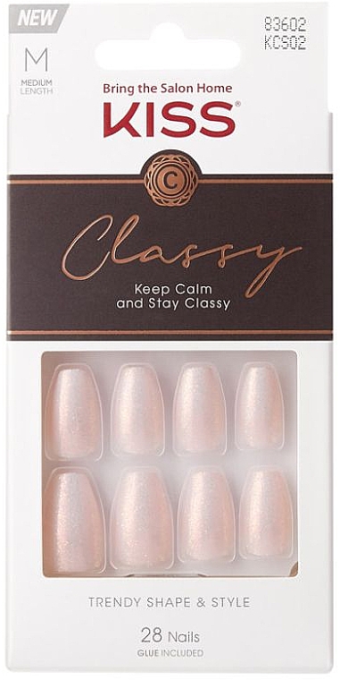 Sztuczne paznokcie z klejem - Kiss Classy M Medium Nails