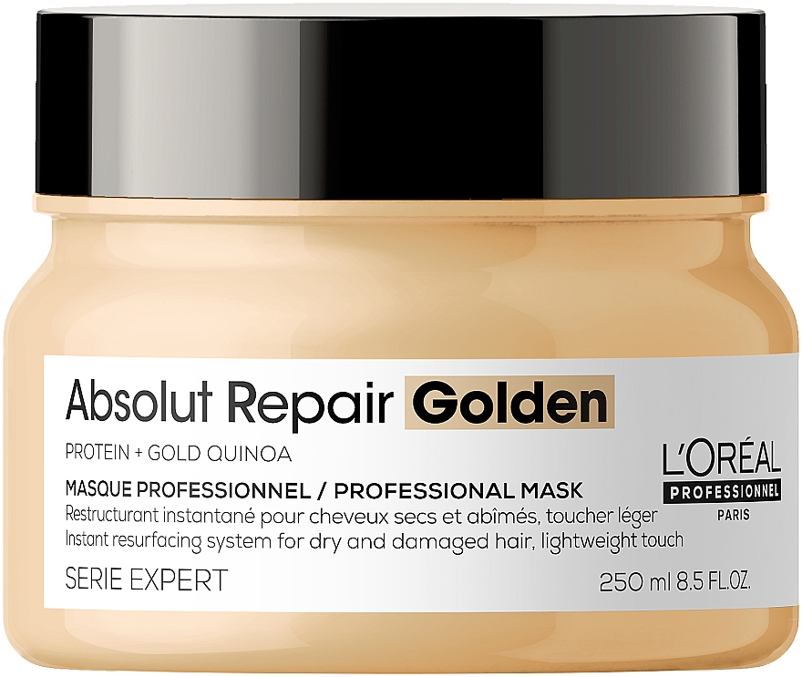 Złota maska naprawcza do włosów - L'Oreal Professionnel Absolut Repair Quinoa +Protein Resurfacing Golden Masque New