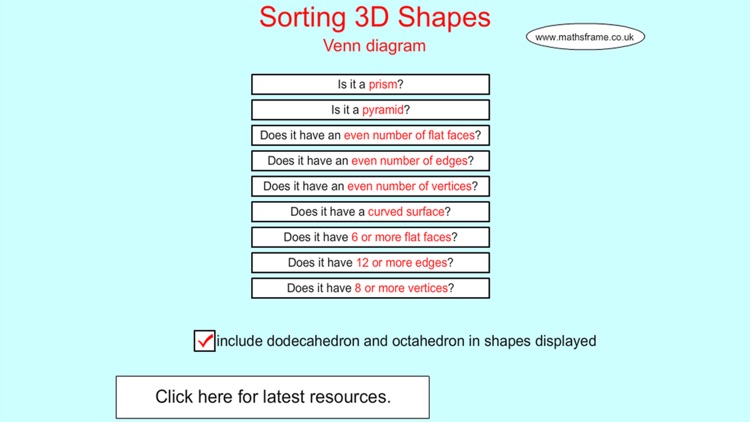 Sorting 3D Shapes Venn Diagram