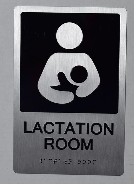 LACTATION ROOM SIGN- BRAILLE- SILVER (ALUMINUM SIGNS 9X6)-The sensation line- Tactile Touch Braille Sign