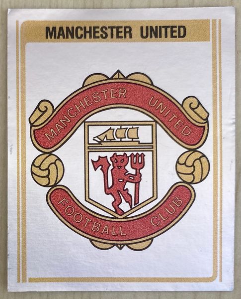 1980 ORIGINAL UNUSED PANINI FOOTBALL 80 STICKER MANCHESTER UNITED BADGE 222