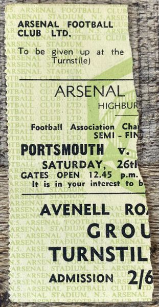 1948/49 ORIGINAL FA CUP SEMI FINAL TICKET LEICESTER CITY V PORTSMOUTH @ HIGHBURY