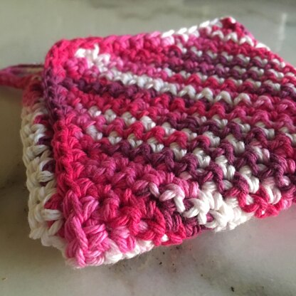 Classic easy crochet diagonal dishcloth