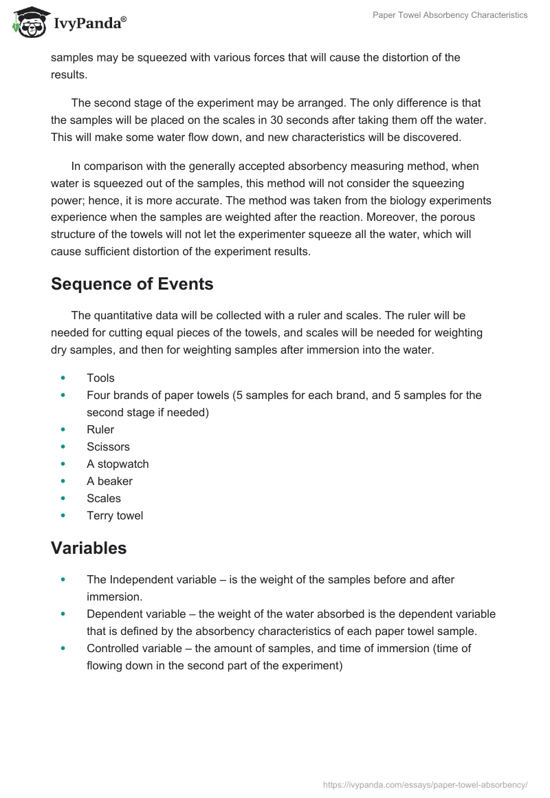 Paper Towel Absorbency Characteristics. Page 2