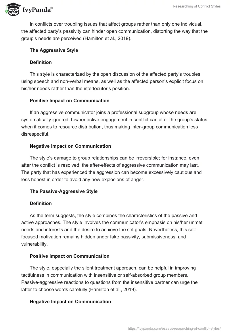 Researching of Conflict Styles. Page 2