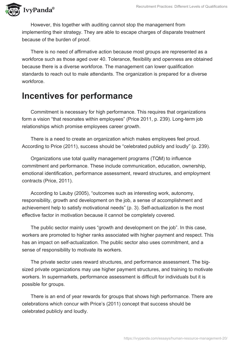 Recruitment Practices: Different Levels of Qualifications. Page 2