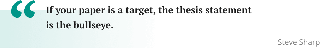 If your paper is a target, the thesis statement is the bullseye.