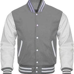 Grey White Letterman Varsity Jacket