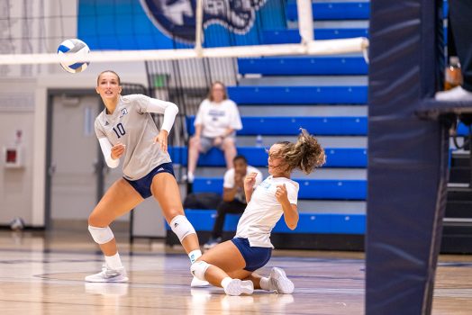 Women playing volleyball