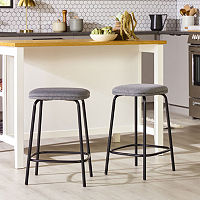 2-pc. Counter Height Upholstered Bar Stool, One Size, Black