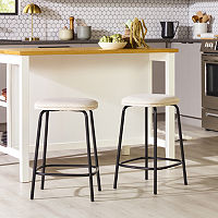 2-pc. Counter Height Upholstered Bar Stool, One Size, White