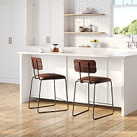 2-pc. Counter Height Upholstered Bar Stool, One Size, Brown