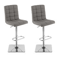 Corliving 2-pc. Upholstered Tufted Swivel Bar Stool, One Size, Gray