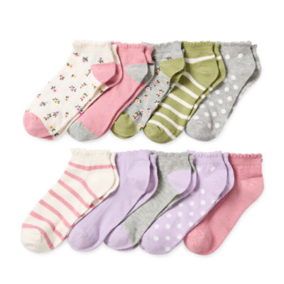 Thereabouts Little & Big Girls 10 Pair Low Cut Socks