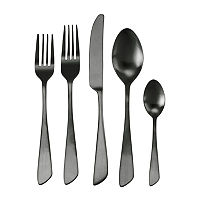 Megachef Gibbous 20-pc. 18/10 Stainless Steel Flatware Set, One Size, Black