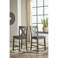 Signature Design by Ashley Caitir Set of 2 Upholstered Barstools, One Size, Gray