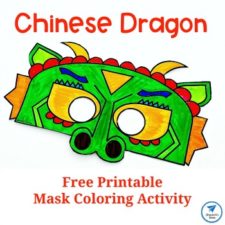 Chinese Dragon Mask Printable Coloring Activity