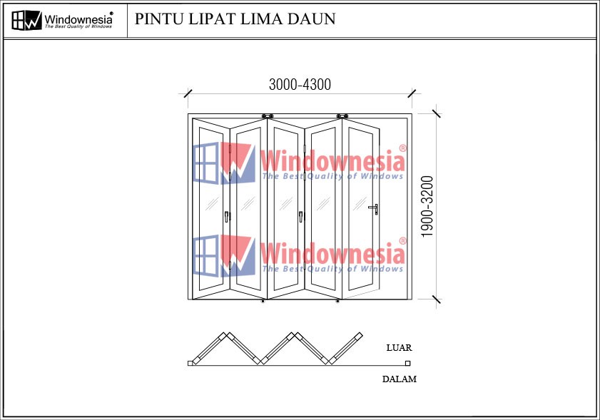 Pintu lipat 5 daun