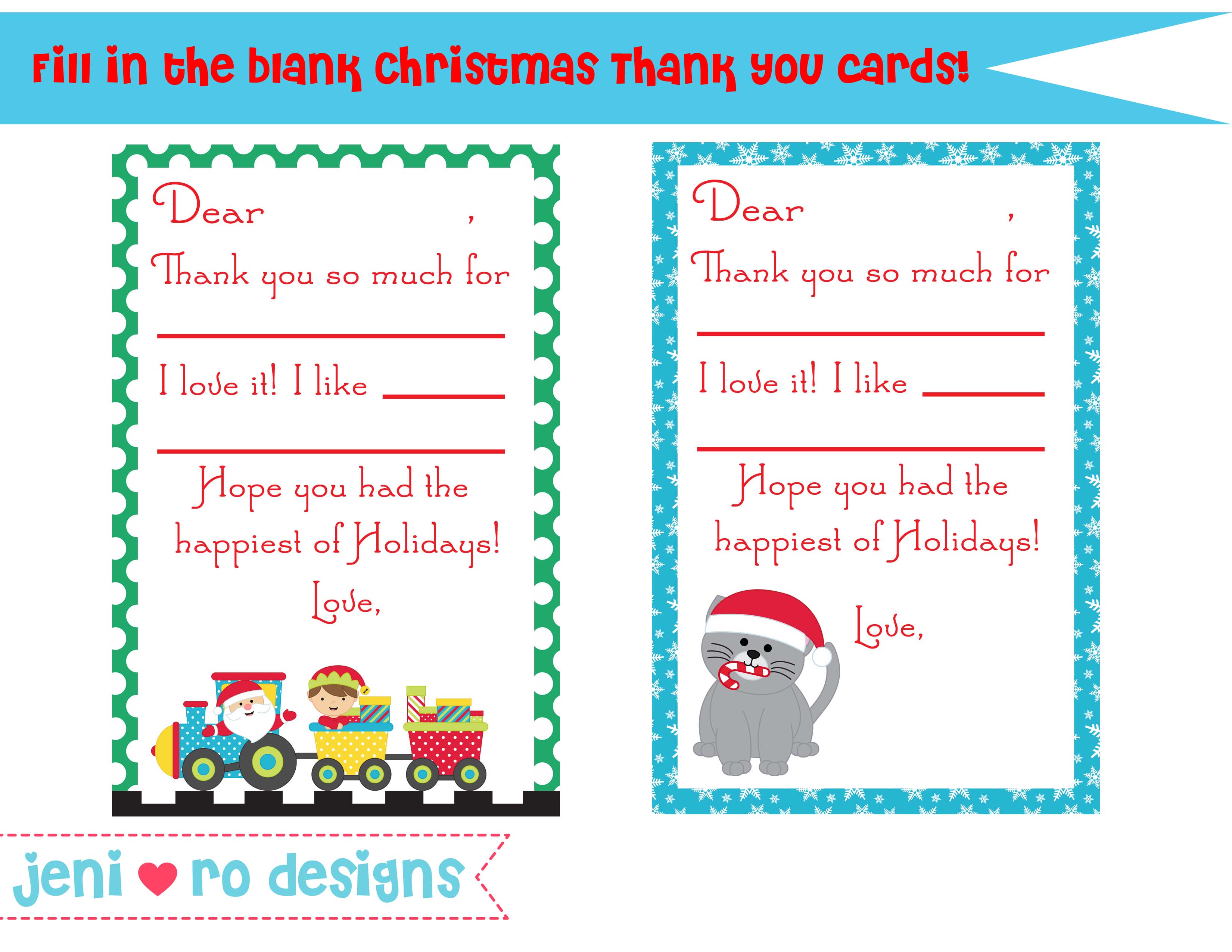 Printable Thank You Notes Christmas - Printable Word Searches