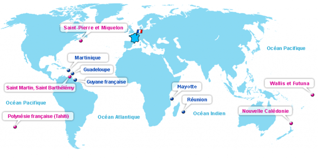 Les départements et collectivités d'Outre-mer