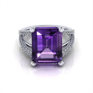 Radiant Cut Amethyst Ring